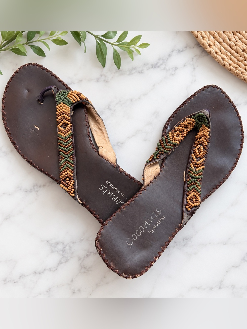 COCONUTS BY MATISSE Y2K Boho Beaded Thong Kitten Heel Sandals